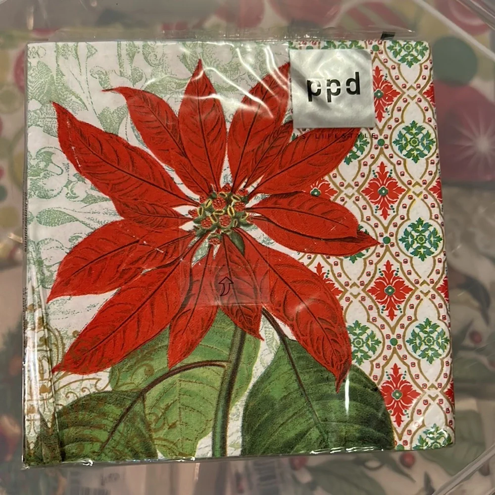 2 pkgs PPD Holiday Poinsettia Christmas Lunch Napkins